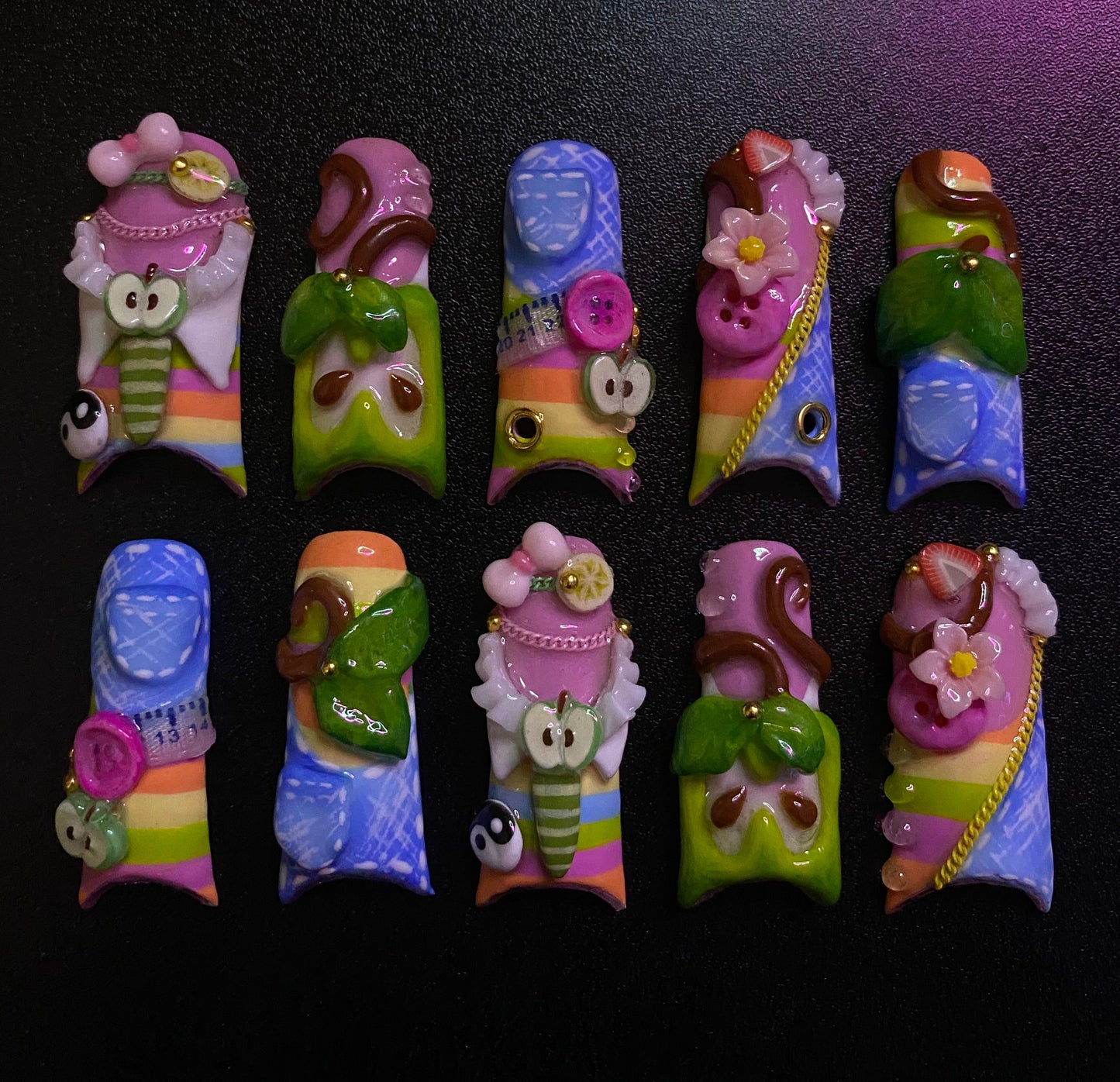 Mixed Fabric | Press on nails