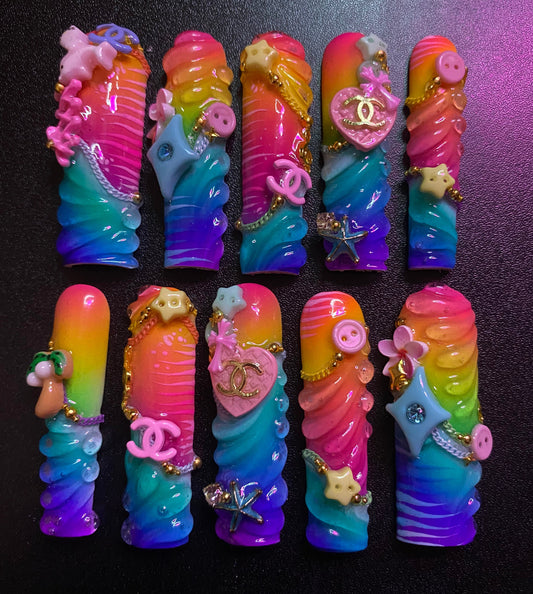Rainbow Water | Press on nails