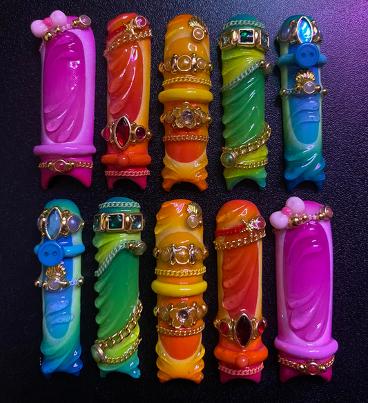 Rainbow Bangles | Press on nails