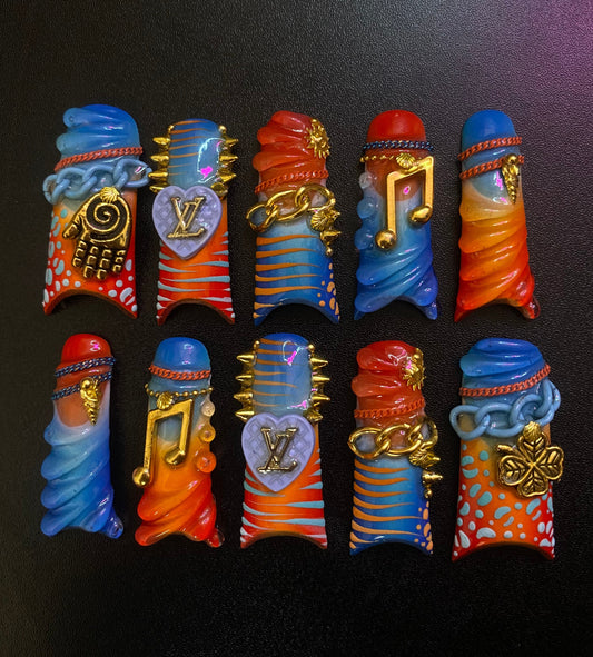 Ocean Flames | Press on nails